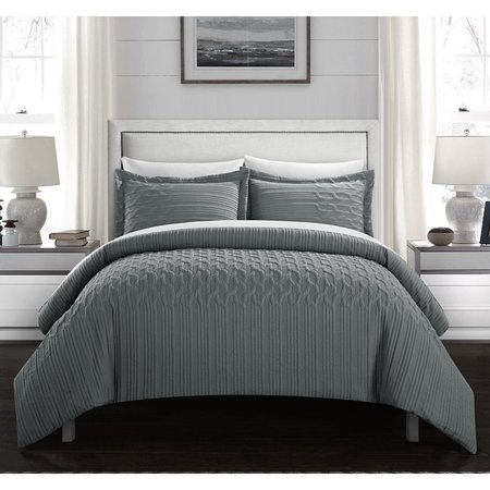 FIXTURESFIRST 3 Piece Jazzmyn Comforter Set - Grey, King Size FI2542003